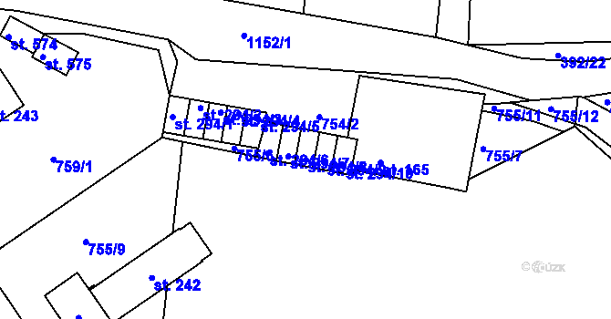 Parcela st. 294/8 v KÚ Čkyně, Katastrální mapa