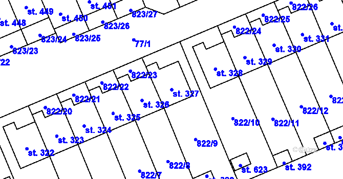 Parcela st. 327 v KÚ Čkyně, Katastrální mapa