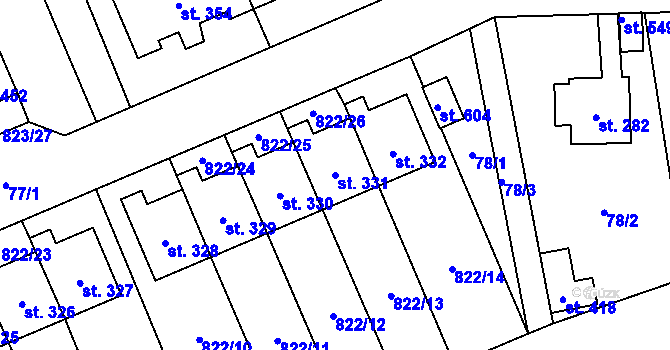 Parcela st. 331 v KÚ Čkyně, Katastrální mapa