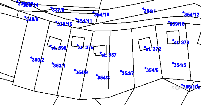 Parcela st. 357 v KÚ Čkyně, Katastrální mapa