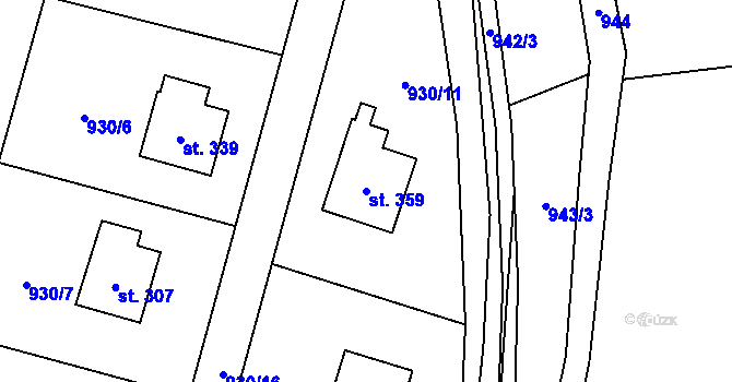 Parcela st. 359 v KÚ Čkyně, Katastrální mapa