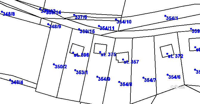 Parcela st. 375 v KÚ Čkyně, Katastrální mapa