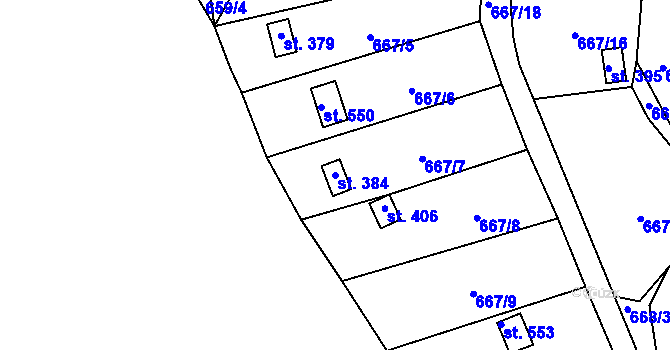 Parcela st. 384 v KÚ Čkyně, Katastrální mapa