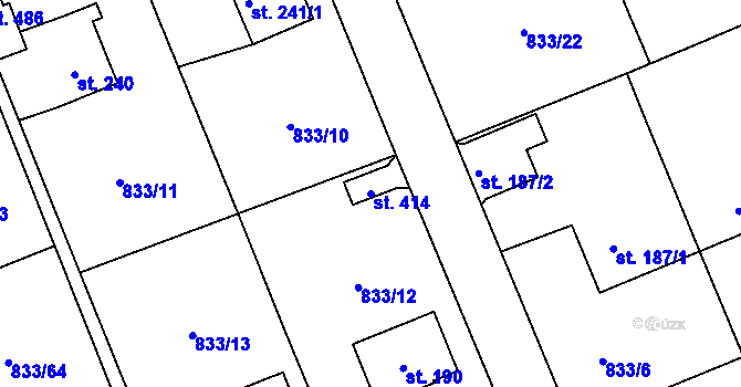 Parcela st. 414 v KÚ Čkyně, Katastrální mapa