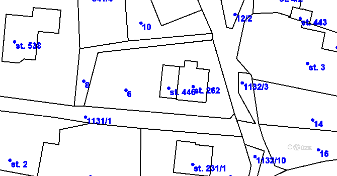 Parcela st. 446 v KÚ Čkyně, Katastrální mapa