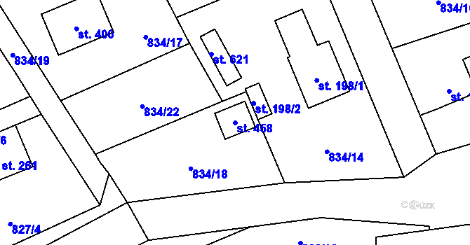 Parcela st. 458 v KÚ Čkyně, Katastrální mapa