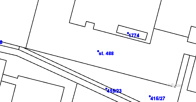 Parcela st. 488 v KÚ Čkyně, Katastrální mapa
