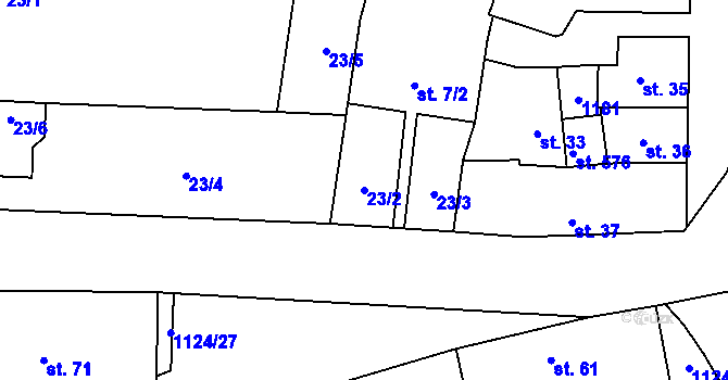Parcela st. 23/2 v KÚ Čkyně, Katastrální mapa