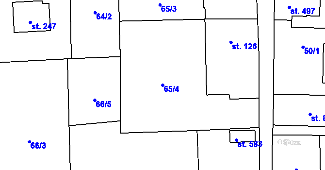 Parcela st. 65/4 v KÚ Čkyně, Katastrální mapa