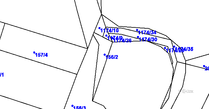 Parcela st. 156/2 v KÚ Čkyně, Katastrální mapa
