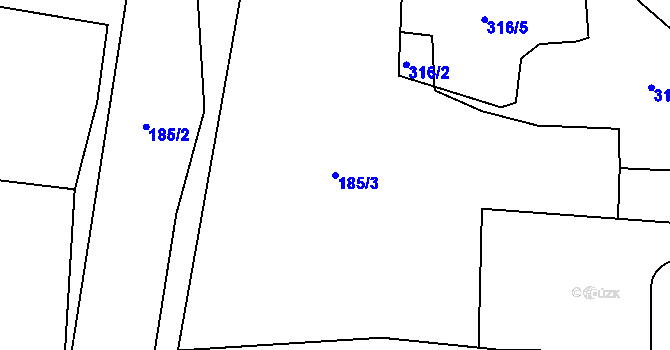 Parcela st. 185/3 v KÚ Čkyně, Katastrální mapa
