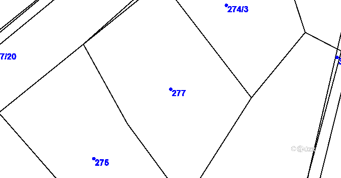 Parcela st. 277 v KÚ Čkyně, Katastrální mapa