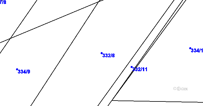 Parcela st. 332/8 v KÚ Čkyně, Katastrální mapa