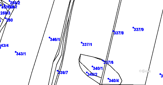 Parcela st. 337/1 v KÚ Čkyně, Katastrální mapa