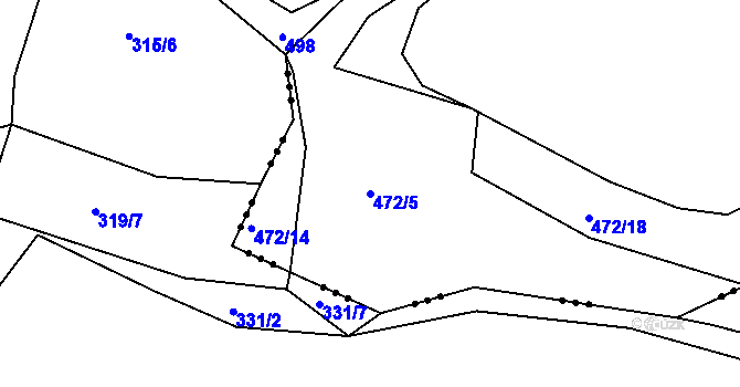 Parcela st. 472/5 v KÚ Čkyně, Katastrální mapa