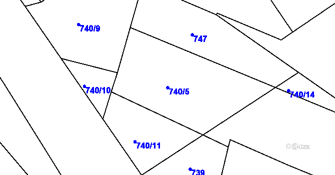 Parcela st. 740/5 v KÚ Čkyně, Katastrální mapa