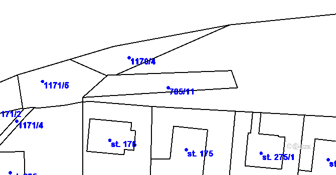 Parcela st. 785/11 v KÚ Čkyně, Katastrální mapa