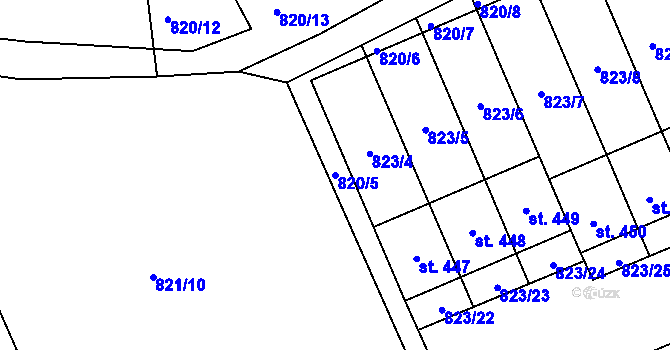 Parcela st. 820/5 v KÚ Čkyně, Katastrální mapa
