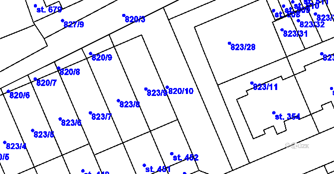 Parcela st. 820/10 v KÚ Čkyně, Katastrální mapa