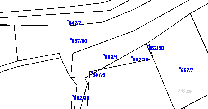 Parcela st. 862/1 v KÚ Čkyně, Katastrální mapa