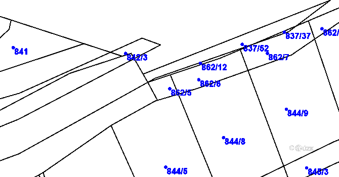 Parcela st. 862/5 v KÚ Čkyně, Katastrální mapa
