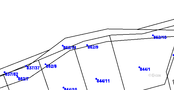 Parcela st. 862/9 v KÚ Čkyně, Katastrální mapa