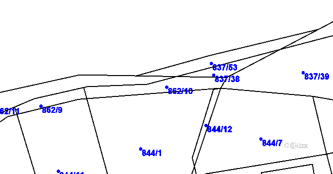 Parcela st. 862/10 v KÚ Čkyně, Katastrální mapa