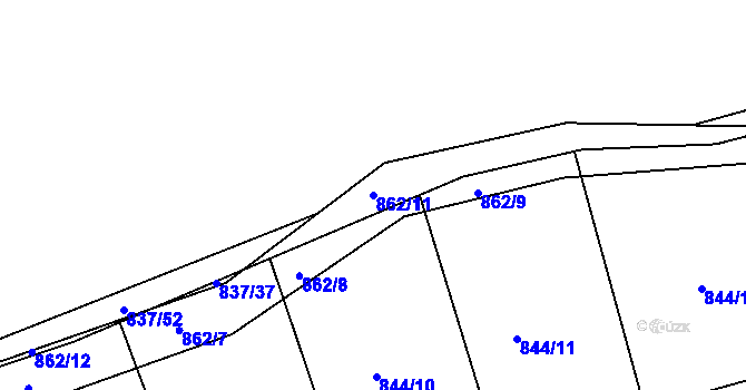 Parcela st. 862/11 v KÚ Čkyně, Katastrální mapa