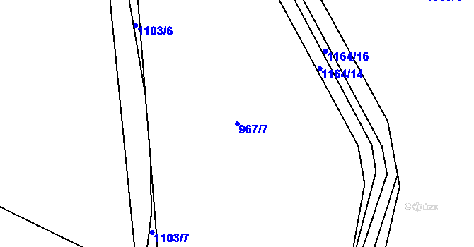 Parcela st. 967/7 v KÚ Čkyně, Katastrální mapa