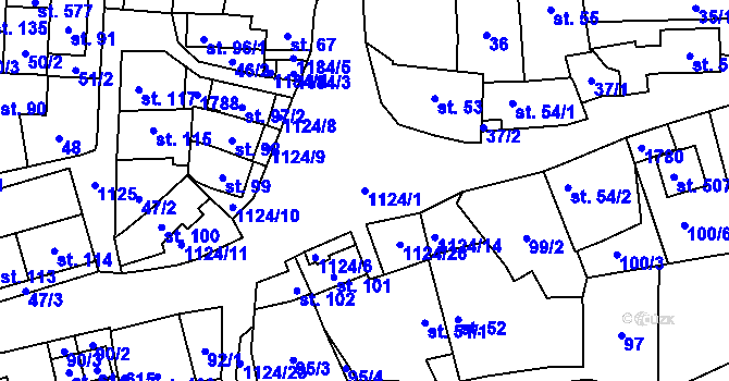 Parcela st. 1124/1 v KÚ Čkyně, Katastrální mapa