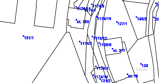 Parcela st. 1174/2 v KÚ Čkyně, Katastrální mapa