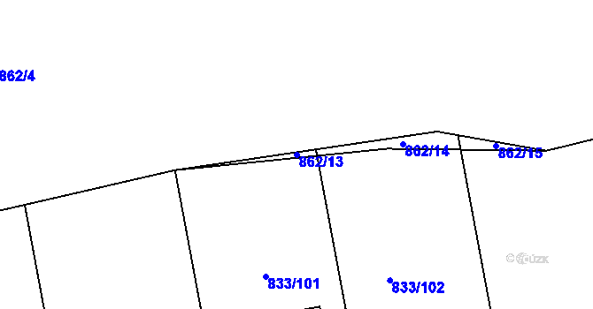 Parcela st. 862/13 v KÚ Čkyně, Katastrální mapa