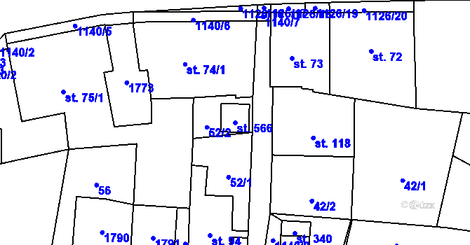 Parcela st. 566 v KÚ Čkyně, Katastrální mapa