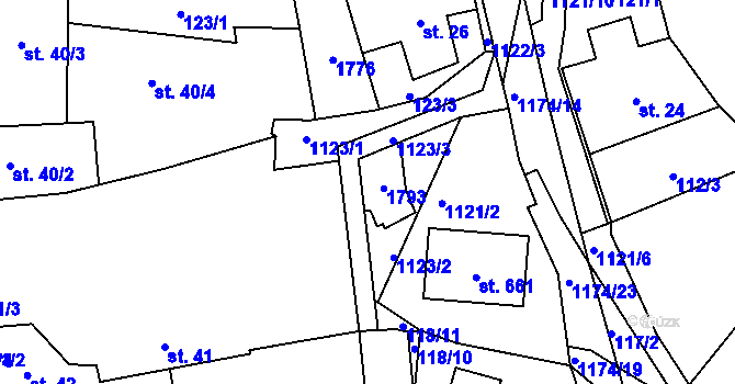 Parcela st. 591 v KÚ Čkyně, Katastrální mapa
