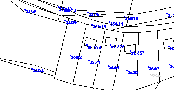 Parcela st. 598 v KÚ Čkyně, Katastrální mapa