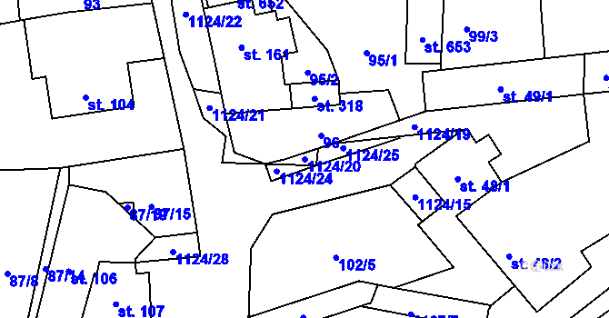 Parcela st. 1124/20 v KÚ Čkyně, Katastrální mapa