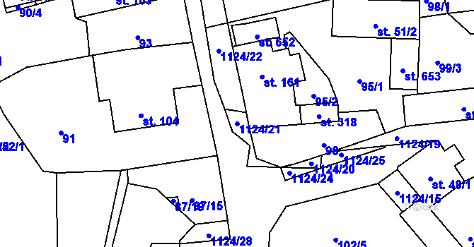 Parcela st. 1124/21 v KÚ Čkyně, Katastrální mapa