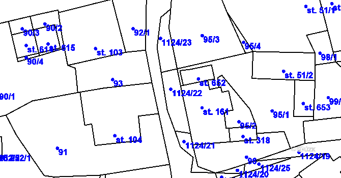 Parcela st. 1124/22 v KÚ Čkyně, Katastrální mapa