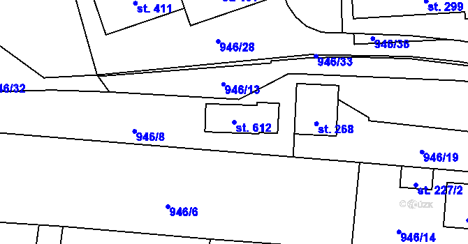 Parcela st. 612 v KÚ Čkyně, Katastrální mapa