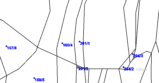 Parcela st. 201/1 v KÚ Čkyně, Katastrální mapa