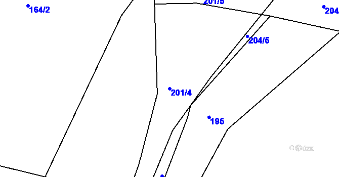 Parcela st. 201/4 v KÚ Čkyně, Katastrální mapa