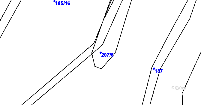 Parcela st. 207/6 v KÚ Čkyně, Katastrální mapa