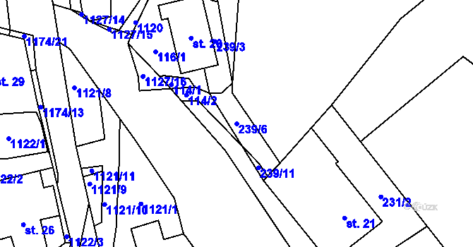 Parcela st. 239/6 v KÚ Čkyně, Katastrální mapa
