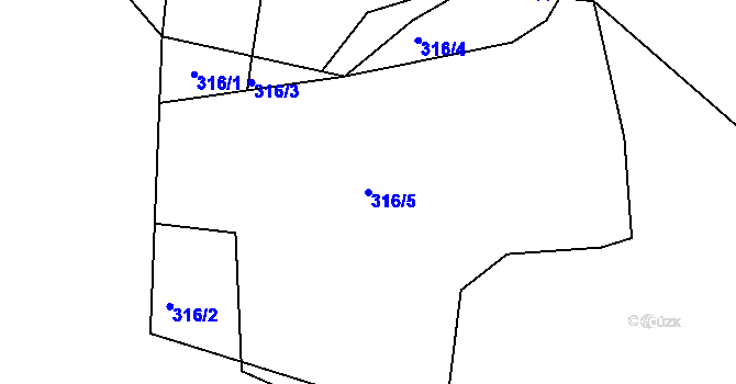 Parcela st. 316/5 v KÚ Čkyně, Katastrální mapa