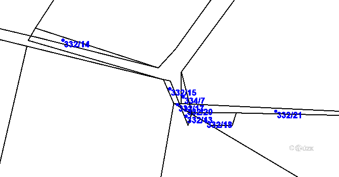 Parcela st. 332/15 v KÚ Čkyně, Katastrální mapa