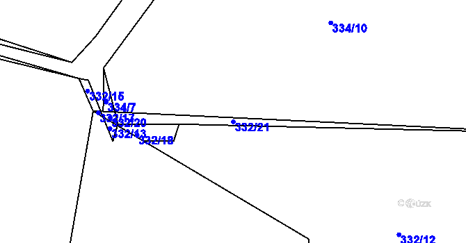Parcela st. 332/21 v KÚ Čkyně, Katastrální mapa
