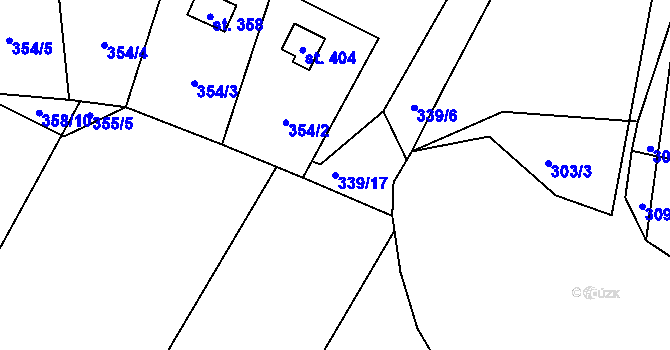 Parcela st. 339/17 v KÚ Čkyně, Katastrální mapa