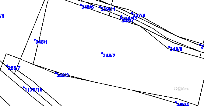 Parcela st. 348/2 v KÚ Čkyně, Katastrální mapa