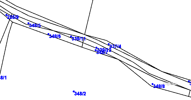Parcela st. 348/7 v KÚ Čkyně, Katastrální mapa