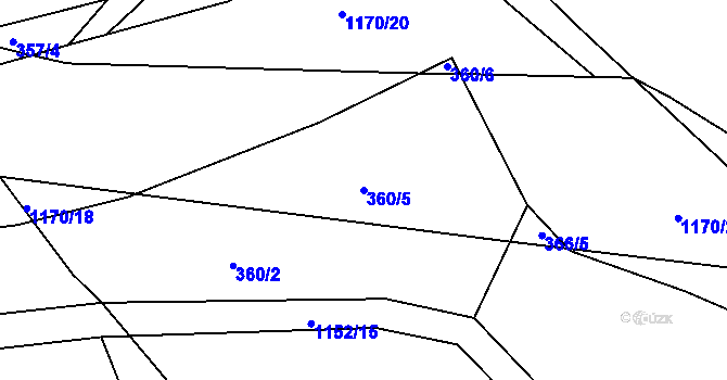 Parcela st. 360/5 v KÚ Čkyně, Katastrální mapa